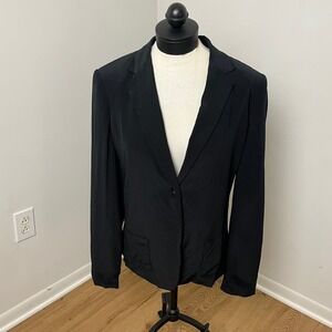 Garnet Hill Black Silk Blazer Size 10 Career Business‎ Interview Jacket